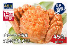 《14営業日以内に発送》オホーツク海産 浜茹で毛がに 450g×1パイ 冷凍 ( かに カニ 毛ガニ 魚介類 蟹 )【114-0019-2024】