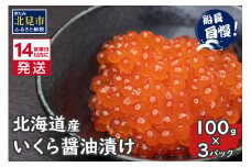 《14営業日以内に発送》北海道産 いくら醤油漬け 100g×3パック ( いくら イクラ 醤油漬け しょう油 鮭卵 )【114-0043】