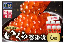《14営業日以内に発送》北海道産 いくら醤油漬セット 70g×6瓶 ( 海鮮 魚介類 魚卵 鮭卵 いくら イクラ 醤油 醤油漬け 海鮮丼 小分け 瓶詰め 北海道 贈答 ギフト プレゼント 贈り物 お中元 お歳暮 )【035-0012】