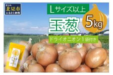 【2026年2月中お届け】玉葱 5kg Lサイズ以上 北見ドライオニオン1袋付き ( 玉ねぎ たまねぎ ドライオニオン セット ふるさと納税 北見市 )【148-0015-2025】