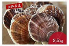 オホーツク漁師直送 殻付き 極上プレミアムホタテ 3.5kg ( 魚介 海鮮 貝 ホタテ ほたて 帆立 生食 炙り焼き バター焼き )【197-0001】
