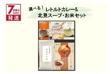 《7営業日以内に発送》選べる レトルトカレー＆北見スープ&ゆめぴりか セット ( カレー スープ ポタージュ ゆめぴりか お米 セット レトルト 本格 ギフト 贈り物 )【186-0005】