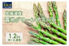 【2026年6月中お届け】【朝採れ直送！】ほんのり甘い春の味覚！北海道の露地グリーンアスパラ 1.2kg M～2L混合サイズ ( アスパラガス グリーン 北海道 オホーツク 甘い 旬 サラダ 肉巻き)【172-0002-2026】
