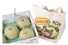 【先行予約受付中】「メロン熊トートバッグ」と「夕張メロン大箱8kg（等級：優　4～6玉入り）」セット W23