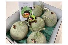 【先行予約受付中】「メロン熊ストラップ茶」と「夕張メロン大箱8kg（等級：優　4～6玉入り）」セット W37