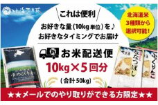 令和5年産【メール受付限定】北海道米3種から選択可能【10㎏×5回分】お好きなタイミングでお届け可能＊ネット申込限定【01203】