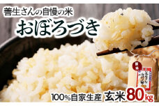 《令和6年産！》『100%自家生産玄米』善生さんの自慢の米 玄米おぼろづき８０kg※一括発送【06146】