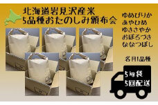 5品種頒布会　令和5年産北海道岩見沢産米　岩見沢米5kg×5回≪沖縄・離島配送不可≫【35044】