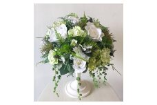 【ギフト用】美流渡の森 アーティフィシャルフラワー・アレンジメント　白、グリーン 2（ブリキ花器シリーズ）【12253】