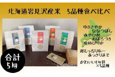 令和5年北海道岩見沢市産米　5品種食べ比べ 5kg（1kg袋×5品種）≪沖縄・離島配送不可≫【35037】