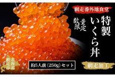 【数量限定】網走番外地食堂特製いくら丼約5人前セット（網走加工）【 ふるさと納税 人気 おすすめ ランキング いくら醤油漬 イクラ醤油漬 いくら醤油漬け イクラ醤油漬け 鮭いくら 鮭イクラ 鮭 鮭卵 いくら 醤油鮭いくら 醤油鮭イクラ 人気 さけ サケ いくら丼 イクラ丼 海鮮 新鮮 5人前 鮭卵  250g 冷凍 オホーツク 北海道 網走市 送料無料 】 ABAO2091