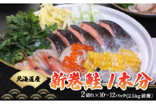 新巻鮭1本分（2切×10～12パック 総重量2.5kg前後) （北海道産）【 ふるさと納税 人気 おすすめ ランキング 新巻鮭 シャケ 一本 一匹 切り身 おいしい 大容量 北海道 網走市 送料無料 】 ABB011
