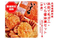 【数量限定】「浜茹で毛ガニ・イクラ醤油漬セット」冷凍（網走加工） 【 ふるさと納税 人気 おすすめ ランキング 毛がに いくら醤油漬 鮭いくら セット おいしい 北海道 網走市 送料無料 】 ABC007