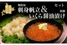 無添加刺身帆立＆特製いくら醤油漬けセット【 ふるさと納税 人気 おすすめ ランキング 帆立 ほたて ホタテ 帆立貝柱 貝柱 帆立刺身 ほたて刺身 ホタテ刺身 さしみ帆立 刺身ほたて 刺身ホタテ 生産者支援 支援 いくら いくら醤油漬 イクラ醤油漬け いくら醤油 イクラ醤油 サケ 鮭 魚卵 海鮮 魚介 新鮮 セット 冷凍 海鮮丼 オホーツク 北海道 網走市 送料無料 】 ABAO059