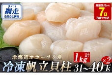 北海道オホーツク産 冷凍帆立貝柱 31玉～40玉 500g×2 【 ふるさと納税 人気 おすすめ ランキング ホタテ ほたて 帆立 貝柱 ホタテ貝柱 ほたて貝柱 帆立貝柱 刺身 ホタテ刺身 刺身ホタテ ほたて刺身 刺身ほたて 帆立刺身 魚介 海鮮 天然 オホーツク 北海道 網走市 送料無料 】 ABR006