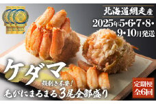 『定期便 全6回』ケダマ≪毛がにまるまる1尾全部盛り×3尾入≫【2025年5・6・7・8・9・10月発送】＜網走産＞ 【 ふるさと納税 人気 おすすめ ランキング かに カニ 蟹 毛がに 毛ガニ 毛蟹 網走産 まるまる1尾 全部盛り 剝き身 蟹ミソ 手軽 簡単 小分け ギフト 贈答 贈り物 定期便 6回 6ヵ月 オホーツク 北海道 網走市 送料無料 】 ABAH028