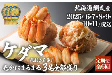 『定期便 全6回』ケダマ≪毛がにまるまる1尾全部盛り×3尾入≫【2025年6・7・8・9・10・11月発送】＜網走産＞ 【 ふるさと納税 人気 おすすめ ランキング かに カニ 蟹 毛がに 毛ガニ 毛蟹 網走産 まるまる1尾 全部盛り 剝き身 蟹ミソ 手軽 簡単 小分け ギフト 贈答 贈り物 定期便 6回 6ヵ月 オホーツク 北海道 網走市 送料無料 】 ABAH029