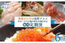 【毎月定期便】美味かにやの海鮮グルメ　オホーツクの海の幸をお届けする定期便全6回 【ふるさと納税 人気 おすすめ ランキング 刺身帆立 ほたて 開ききんき キンキ 茹でズワイガニ ずわいがに いくら タラバガニ 定期便 北海道 網走市 送料無料】 ABAO097