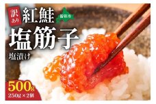 訳あり 紅鮭塩筋子500g (250g×2個入）加藤水産 ひとくちカット　すじこ 魚卵 海鮮 おかず おにぎりの具 贈答 ギフト 人気 留萌市 R002-005