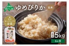 先行予約　【6ヵ月定期便】北海道南るもい産【ゆめぴりか】(玄米)5kg R011-026
