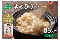 先行予約　【12ヵ月定期便】北海道南るもい産【ゆめぴりか】(玄米)5kg R011-043