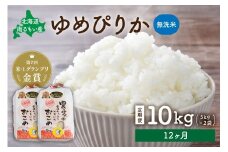 先行予約　【12ヵ月定期便】北海道南るもい産　ゆめぴりか(無洗米)5kg×2袋 R011-061
