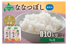 先行予約　【9ヵ月定期便】北海道南るもい産【ななつぼし】(無洗米)5kg×2袋 R011-057