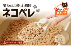 【猫砂 ネコペレ 5kg×2箱】木質ペレット 家タイプ　T008-003