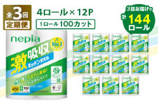 【全3回定期便】紙のまち苫小牧 王子ネピア 激吸収 キッチンタオル 100（48ロール×3回）　T001-T01