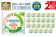 【全6回定期便】紙のまち苫小牧 ネピeco キッチンタオル 2.4倍巻 2ロール 24パック 紙包装（48ロール×6回）　T001-T10