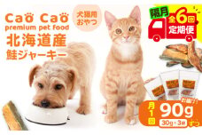 【全6回定期便】Cao Cao 北海道産 鮭ジャーキー 90g（30g×3袋） 犬猫用おやつ　T035-T04-01