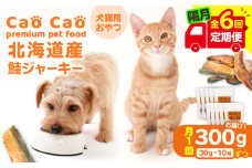 【全6回定期便】Cao Cao 北海道産 鮭ジャーキー 300g（30g×10袋） 犬猫用おやつ　T035-T05-01