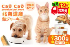 【全12回定期便】Cao Cao 北海道産 鮭ジャーキー 300g（30g×10袋） 犬猫用おやつ　T035-T05-02