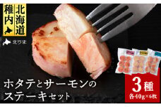 宗谷産ホタテとサーモンのステーキセット