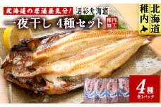 ＜ 北海道 の 居酒屋 気分!＞ 一夜干し 4種セット ～ ほっけ 縞ほっけ 鰊 宗八かれい