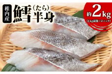 稚内産 鱈(たら)半身　約2kg(1kg前後×2パック)