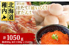 ＜宗谷産＞冷凍ほたて貝柱・鮭いくら醤油漬・ぼたん海老セット