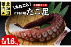 北海道稚内産 お刺身ボイルたこ足1本 約1.3kg～1.6kg
