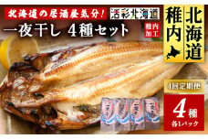 ＜毎月定期便＞＜北海道の居酒屋気分＞一夜干し4種セット ほっけ 縞ほっけ 鰊 宗八かれい全4回