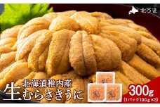 【うにの名産地稚内市】最北端の生むらさきうに(100gパック×3)