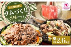 ラムづくし３種セット 2.6kg 北海道 ジンギスカン ヘルシー 焼肉 肉 バーベキュー しゃぶしゃぶ お試し