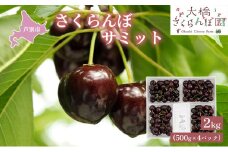 【先行受付】さくらんぼ 黒 サミット2kg（500g×4パック）高級 大橋 チェリー 北海道 芦別 黒 希少 4L 大 [№5342-0290]