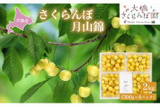 【先行受付】さくらんぼ 黄 月山錦2kg（500g×4パック）最高級 サクランボ 贈り物 ギフト 黄 希少 3L 大 [№5342-0291]