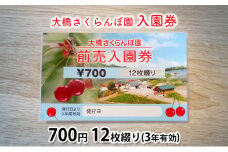 大橋さくらんぼ園【入園券 700円 12枚綴り（3年有効）】 [№5342-0308]