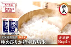 【先行予約2025年産米・11月下旬より順次出荷】無洗米 北海道赤平産 ゆめぴりか 10kg (5kg×2袋) 特別栽培米 【3回お届け】 米 北海道 定期便 お米 ふるさと納税 