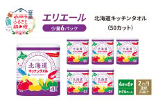 定期便 2ヵ月連続お届け エリエール 少量6パック  [アソートM] 北海道 キッチンタオル 50カット 4R 6パック 計24ロール キッチンペーパー 防災 常備品 備蓄品 消耗品 日用品 生活必需品 送料無料 赤平市