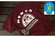 17-147 【お中元】ゆるキャラ紋太グッズ(Tシャツ[バーガンディーM]、ぬいぐるみ小)