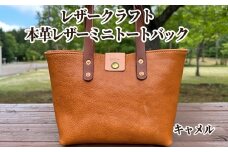 84-9 本革ミニトートバッグ（キャメル）【レザークラフト】