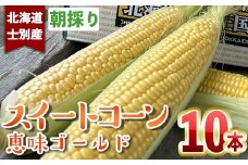 【B7018】＜数量限定＞北海道士別市産 朝採りスイートコーン(10本) 【2025年8月中旬以降順次発送】スイートコーン とうもろこし 恵味ゴールド 期間限定 とうきび 旬 野菜 甘い 北海道産 士別市産 国産 新鮮野菜 【ネオアグリプロジェクト株式会社】