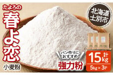 【C7023】＜北海道士別市産小麦＞ たよろの春よ恋 強力粉 ( 5kg×3袋・計15kg)【2025年10月以降順次発送】 小麦 小麦粉 強力粉 春よ恋 北海道産 士別市産 国産 国産小麦粉 パン お菓子 料理 5kg 15kg【たよろ春小麦の会】